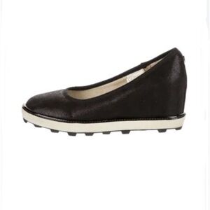 Girl's Stuart Weitzman Black Ariana Clare Wedges, NWT!